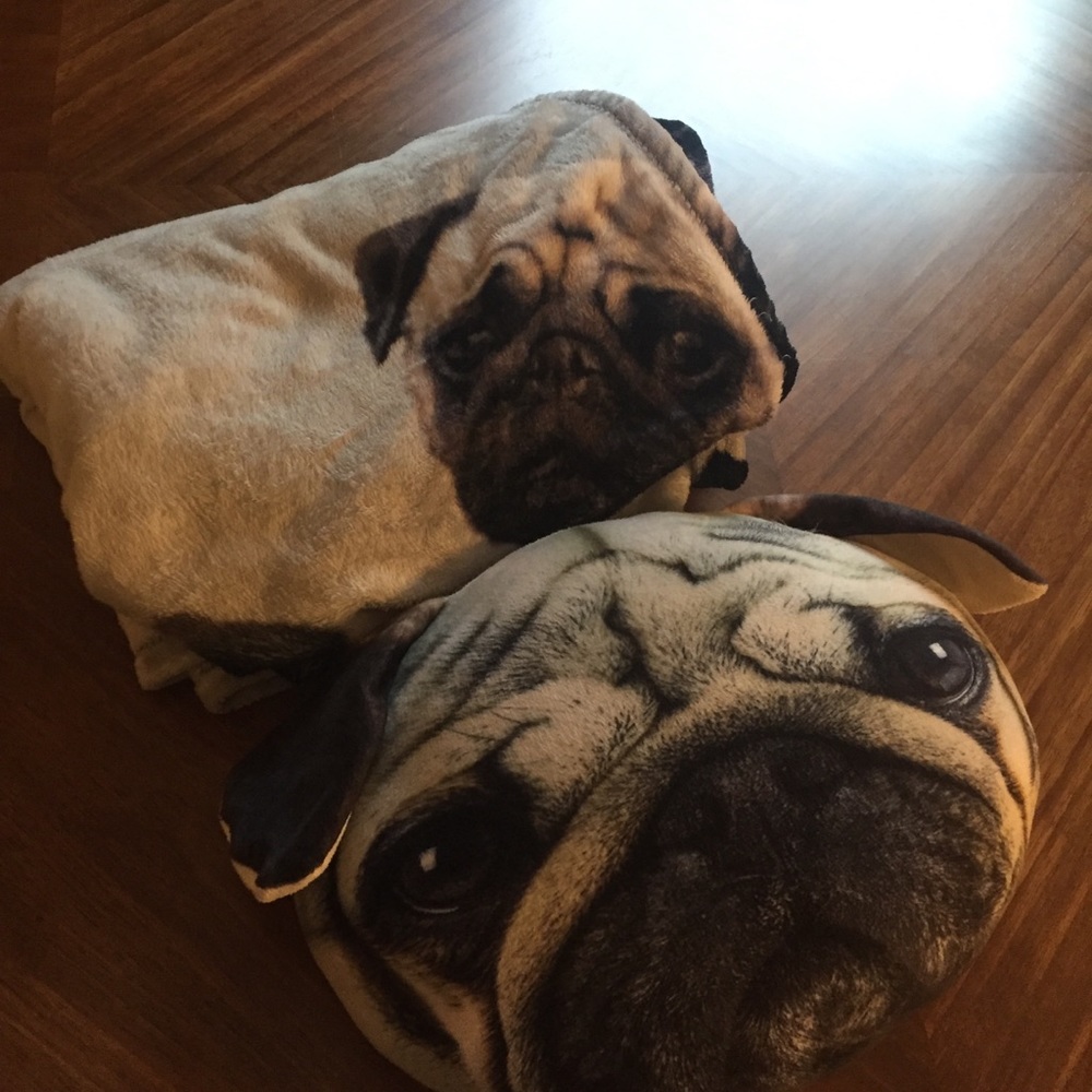 Pug Pillow and Blanket
